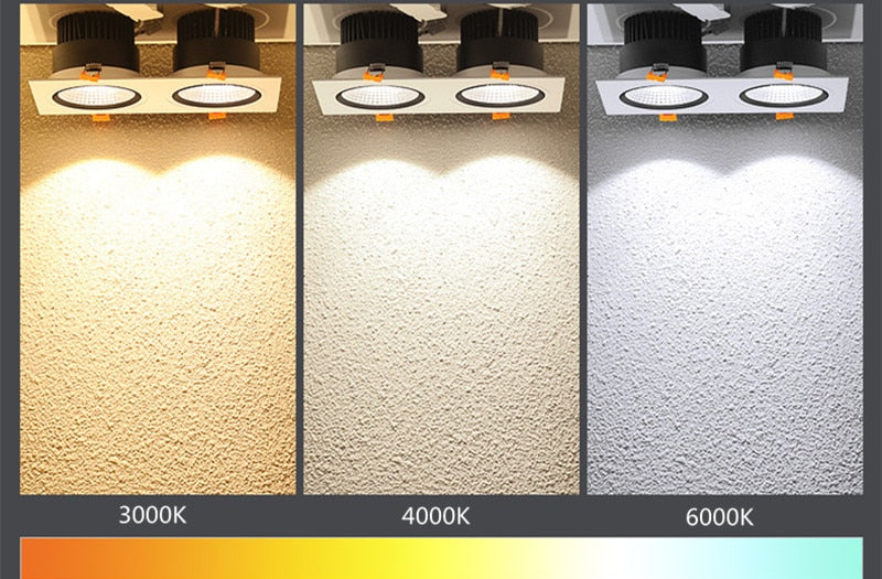 Square Dimmable led downlight lamp 7W 9W 12W 15W cob led spot 220V / 110V ceiling recessed downlights square led panel light