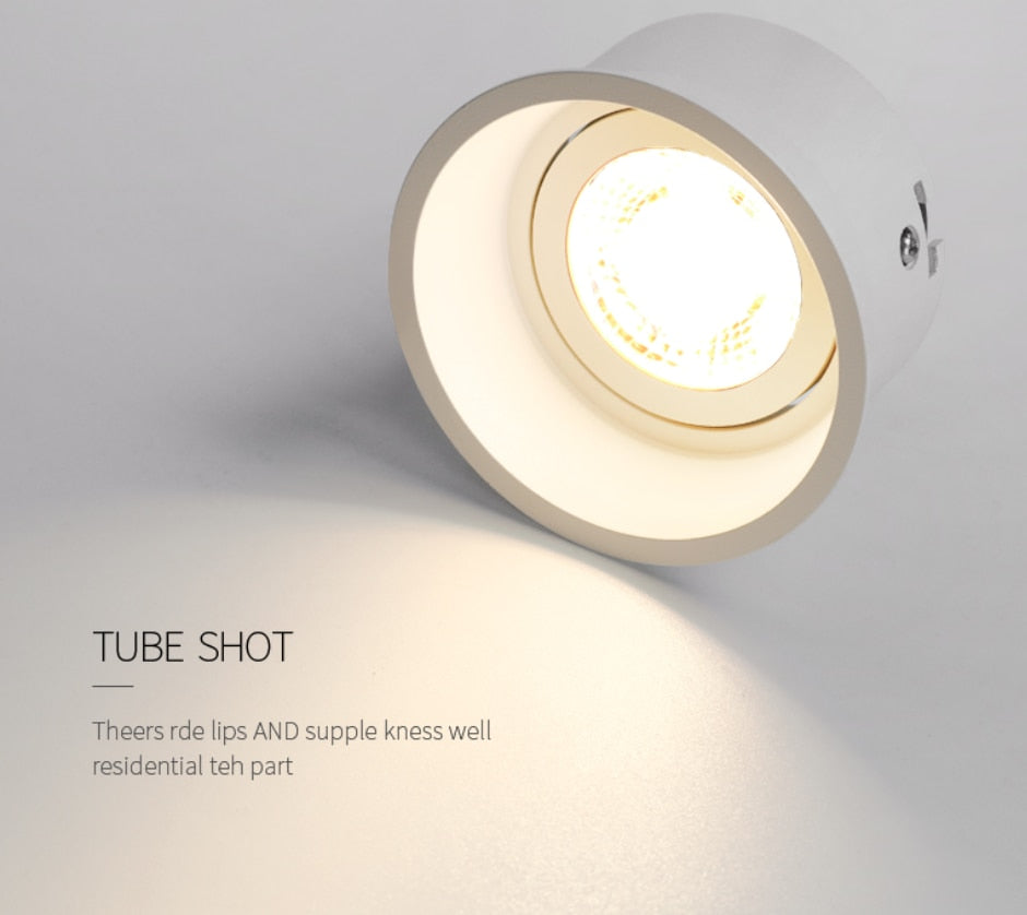 Angle Adjustable Deep Anti-Glare LED COB Recessed Downlight 9W 12W 15W 20W Round White LED Ceiling Spot Light Pic Background