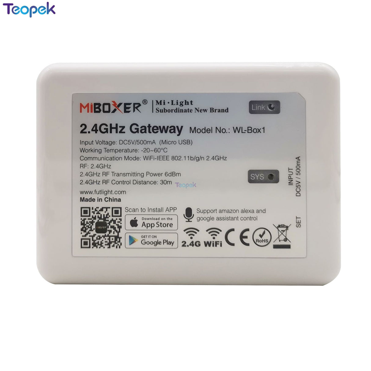 Mi.light 9W RGB+CCT Square LED Downlight FUT064 AC100~240V,FUT089 8-Zone RGB+CCT Remote Controller + WL-iBox1