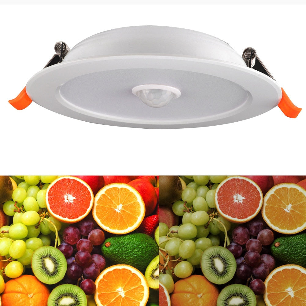 Panel Lights Human Body Sensor Downlight 12W AC85-265V LED Ceiling Light Recessed Lamp Pure White