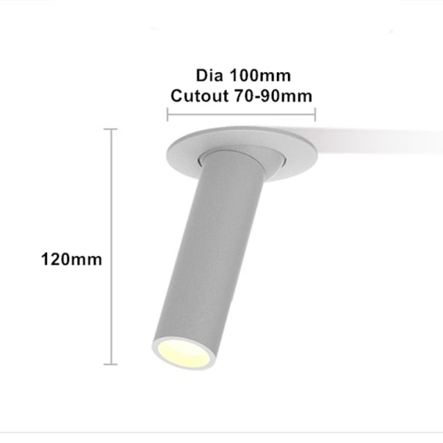 Black/White Long Tube Led Downlight 12W Recessed LED Spotlight Angle Rotatable Ceiling Light Indoor Lighting For Kitchen Bedroom