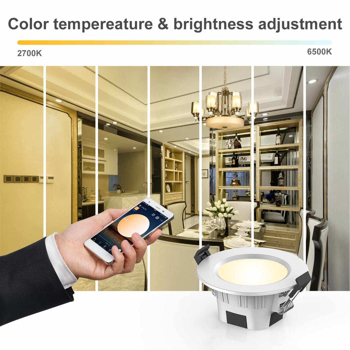 Bluetooth LED Downlight Dimming Smart APP Control Embedded Indoor Lamp for Home Lighting 5W 9W 15W RGBCCT