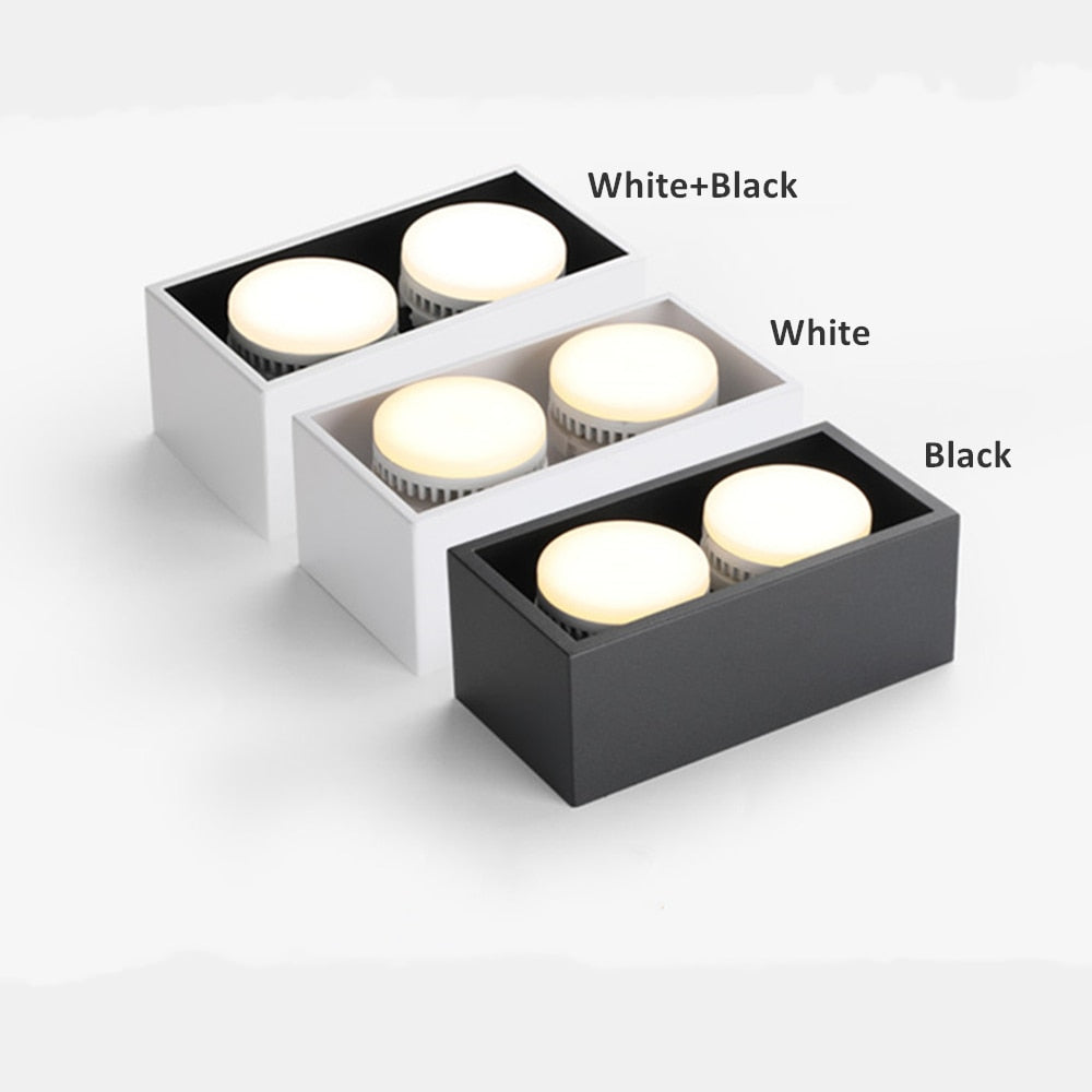 DBF Angle Adjustable 1 / 2 Heads Surface Mounted Downlight Holder with GX5.3 Bulb for Living room Bedroom TV Background Indoor Spot