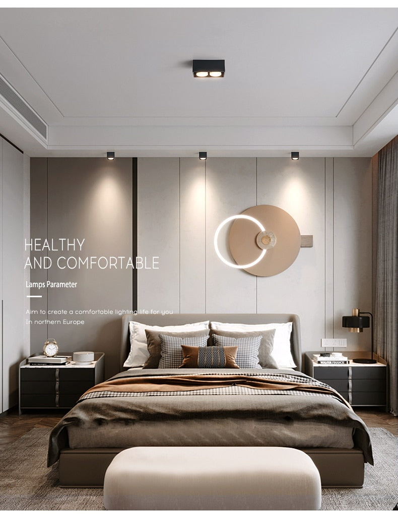 DBF Angle Adjustable 1 / 2 Heads Surface Mounted Downlight Holder with GX5.3 Bulb for Living room Bedroom TV Background Indoor Spot