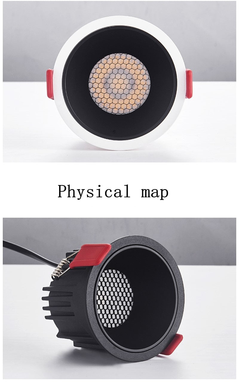 Dimmable AC90V-260V 7W/10W/15W/18W/24W LED Downlights Epistar Chip COB Recessed Ceiling Lamps Spot Lights For Home illumination