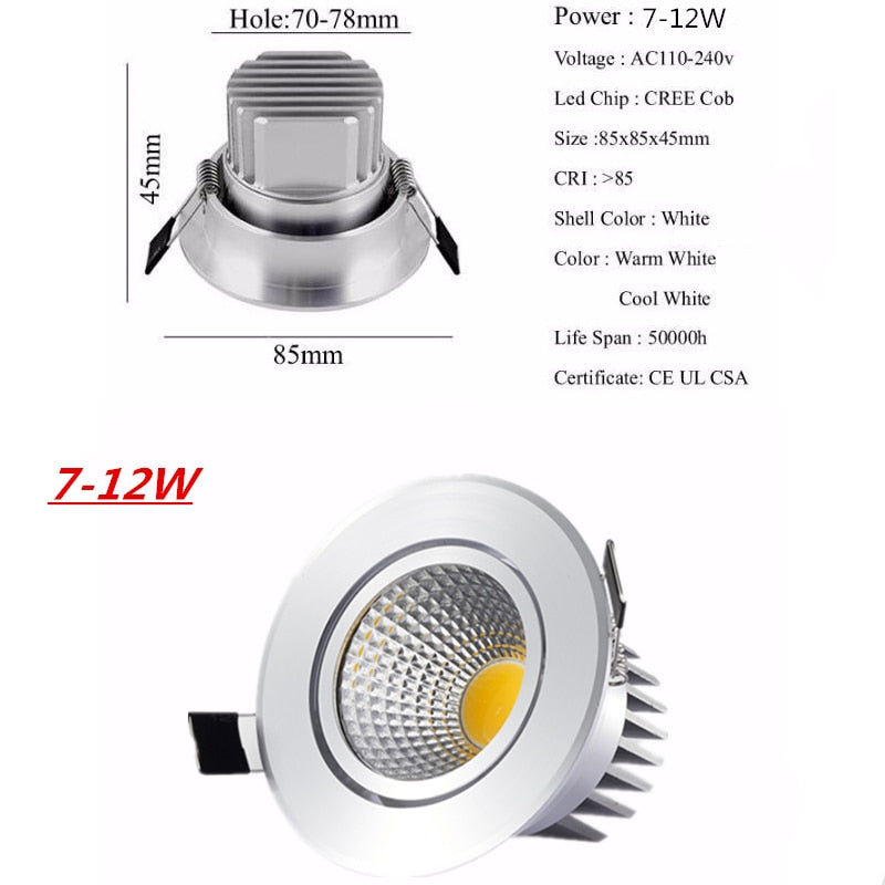 Super Bright Dimmable 100PCS Led downlight light COB Ceiling Spot Light 3w 5w 7w 12w LED ceiling recessed Lights Indoor Lighting