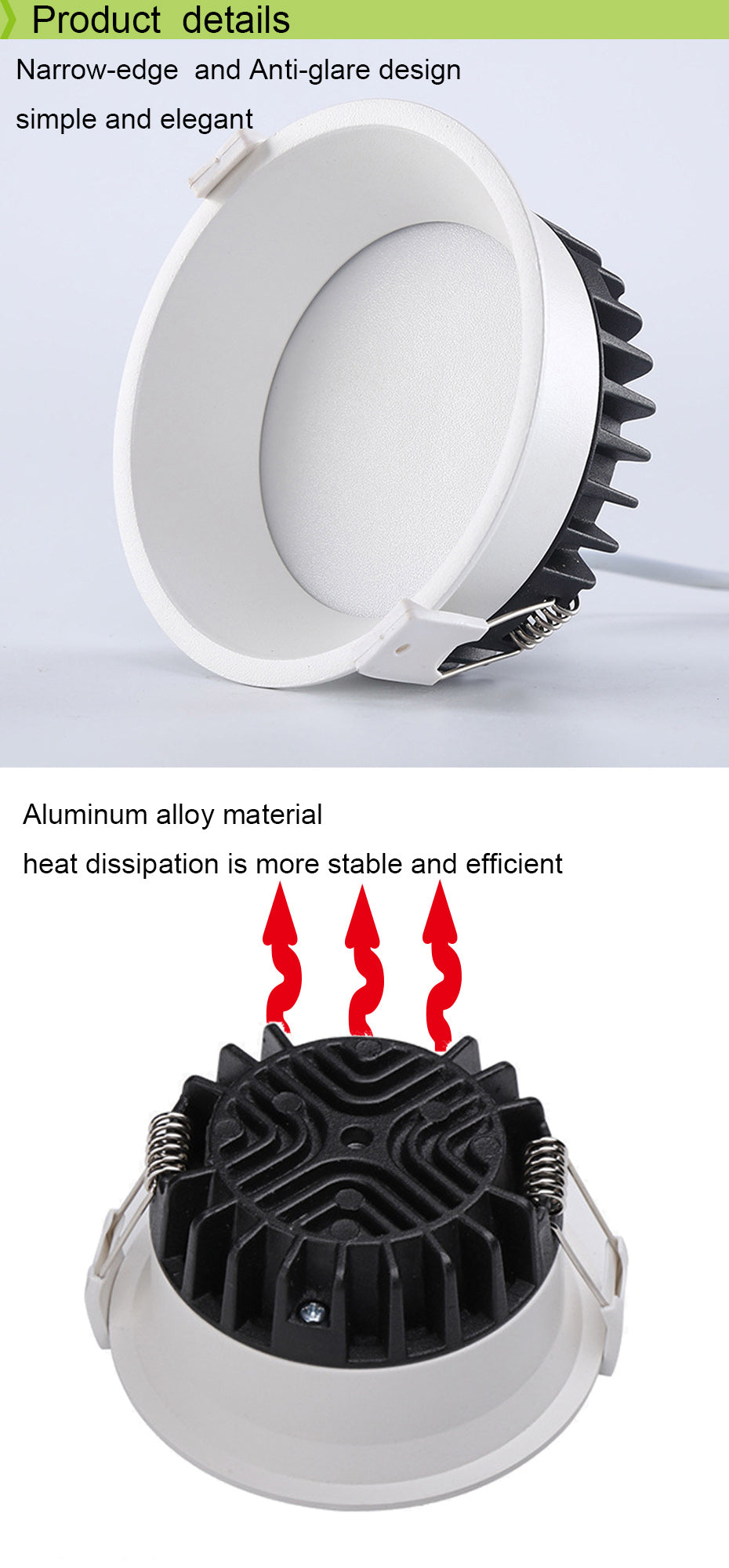 LED Anti-glare Downlight Narrow Frame Embedded Home Without Main Light Nordic Living Room Aisle Three-color Ceiling Downlight