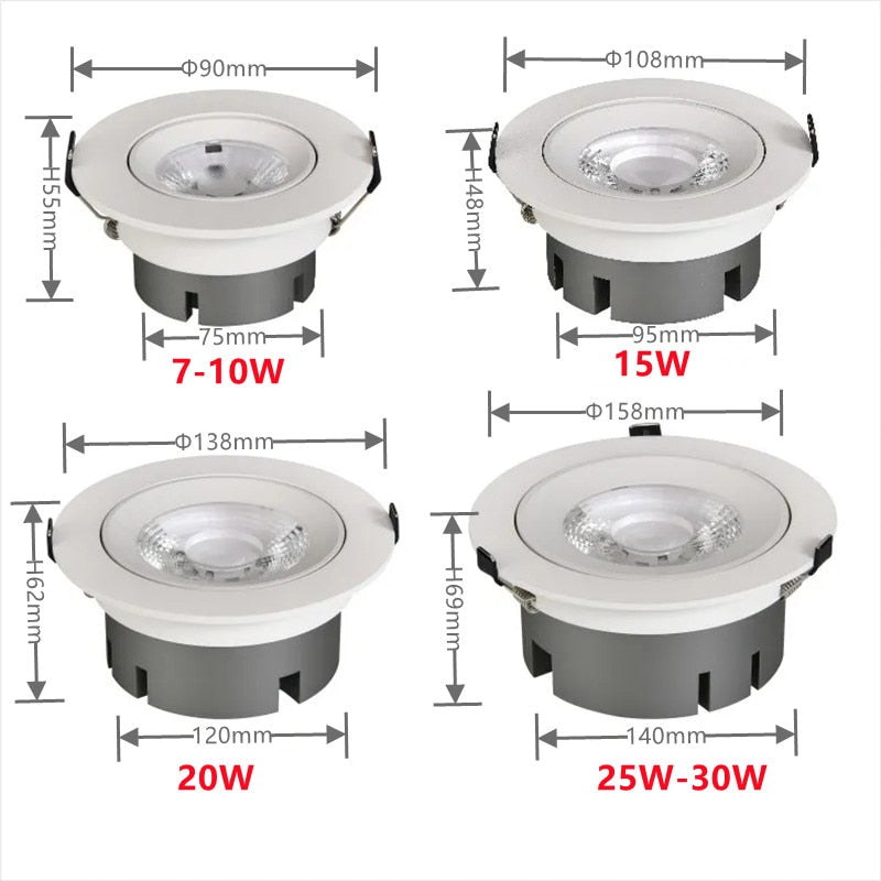 LED COB downlight dimmable 110V 220V Spotlight 7W 10W 15W 20W 25W 30W Highlight Lamp Ceiling light for Indoor lighting