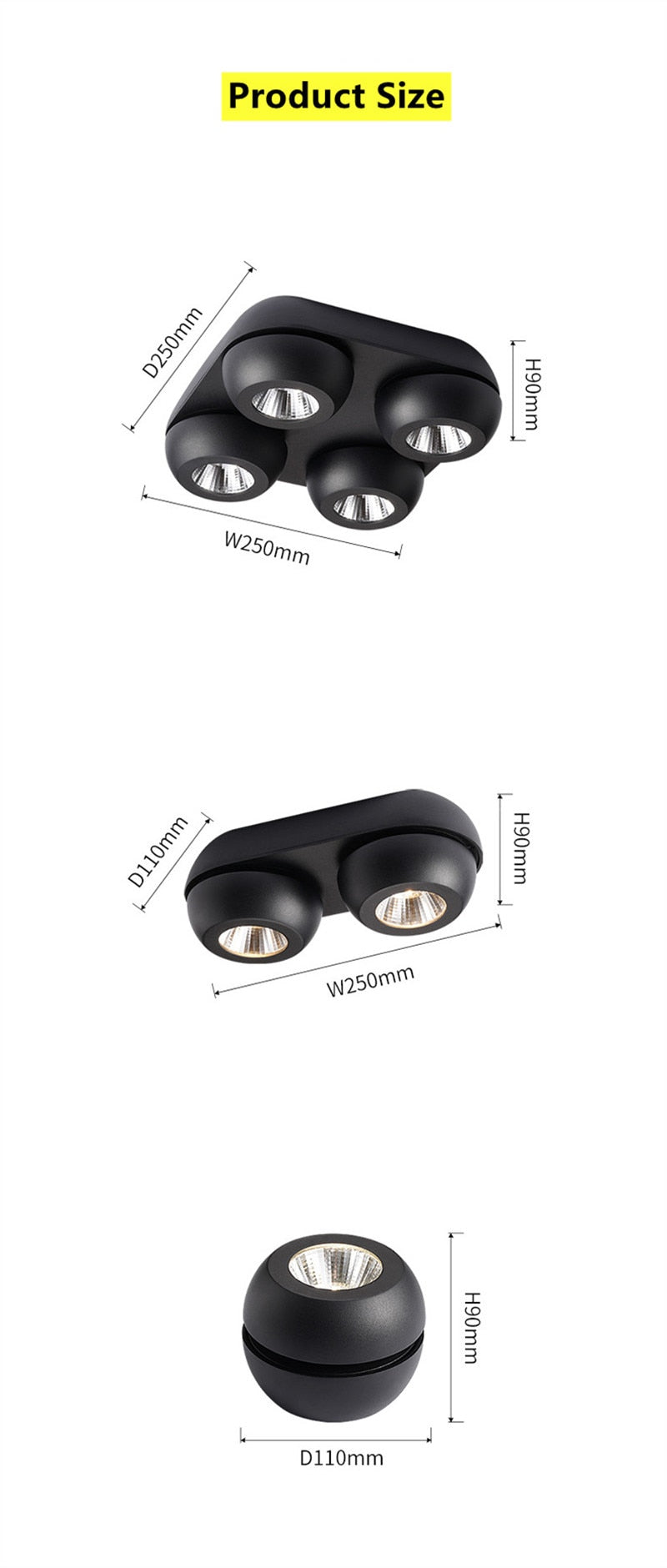 Surface mounted LED Ceiling Lamp 10W 20W 40W Dimmable 110 220V COB Downlight 360° Adjustable Spotlight For Indoor Lighting