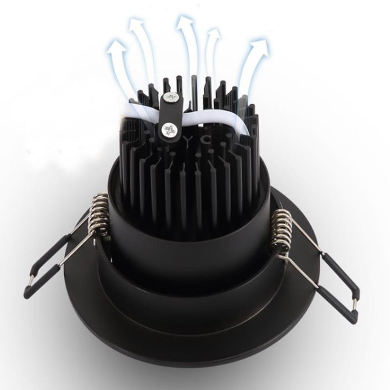 Round Dimmable Recessed COB LED Downlights 5W 7W 9W 12W 15W LED Ceiling Spot Lights AC85~265V LED Ceiling Lamps Indoor Lighting