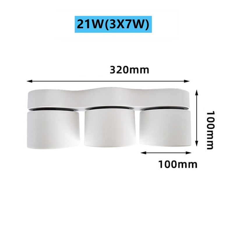 Dimmable Folding Rotating 360° Downlights 14W 21W 28W COB Square Superimposed Led Ceiling Light 85~265V For Living Room Lighting