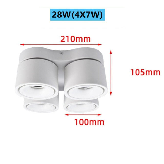 Dimmable Folding Rotating 360° Downlights 14W 21W 28W COB Square Superimposed Led Ceiling Light 85~265V For Living Room Lighting