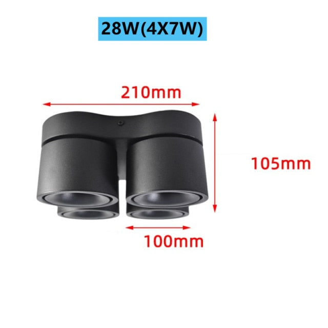 Dimmable Folding Rotating 360° Downlights 14W 21W 28W COB Square Superimposed Led Ceiling Light 85~265V For Living Room Lighting