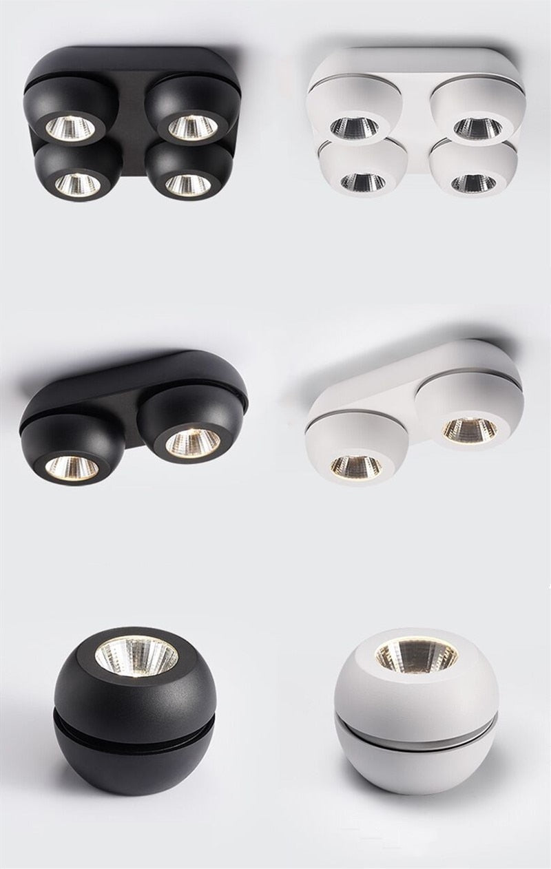 Dimmable Folding Rotating 355° LED Downlights 10W 15W 20W 30W 40W 60W COB LED Ceiling Spot Lights AC85~265V Indoor Lighting Spot