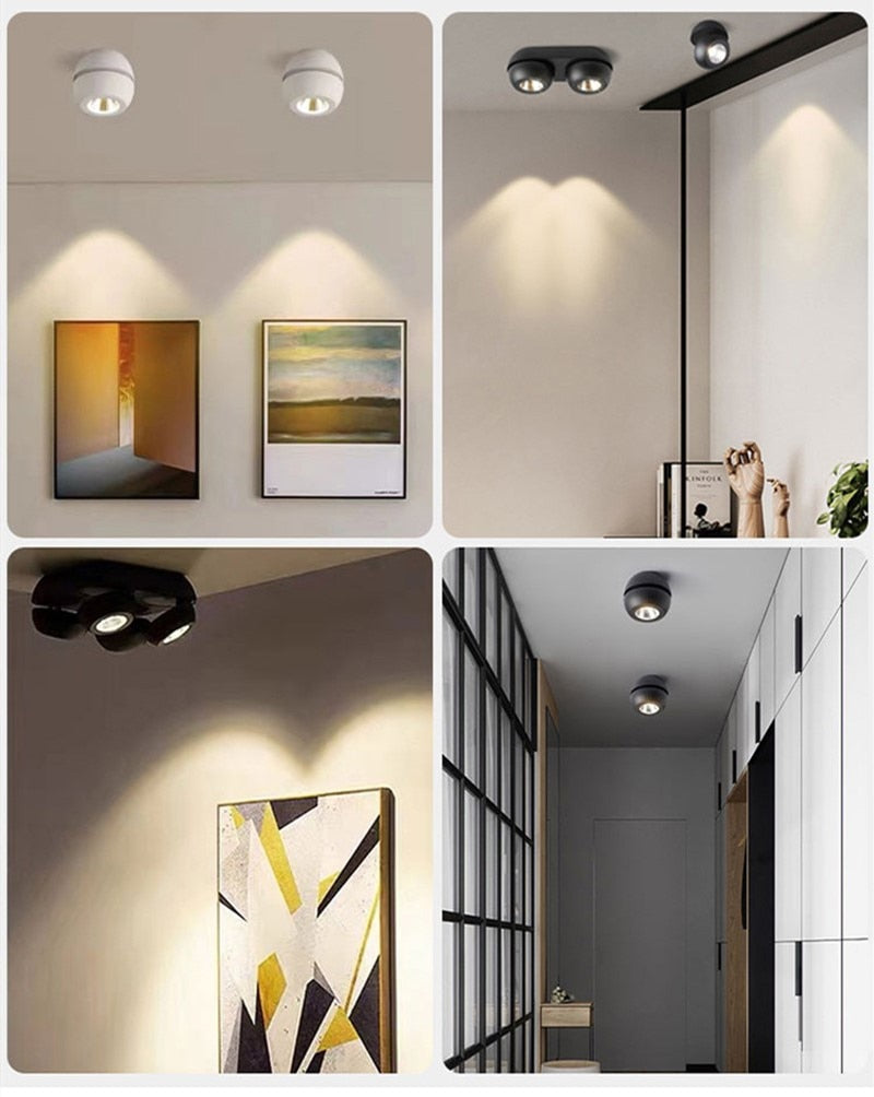 Dimmable Folding Rotating 355° LED Downlights 10W 15W 20W 30W 40W 60W COB LED Ceiling Spot Lights AC85~265V Indoor Lighting Spot