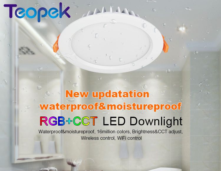 MiBoxer RGB+CCT 15W LED Downlight FUT069 IP54 Waterproof AC86-265V Round Recessed 2.4G Dimmable Light For Bathroom Round