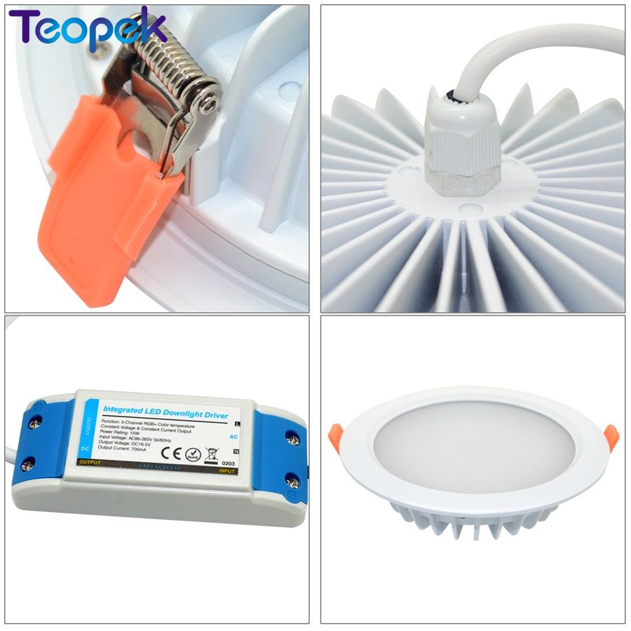 MiBoxer RGB+CCT 15W LED Downlight FUT069 IP54 Waterproof AC86-265V Round Recessed 2.4G Dimmable Light For Bathroom Round