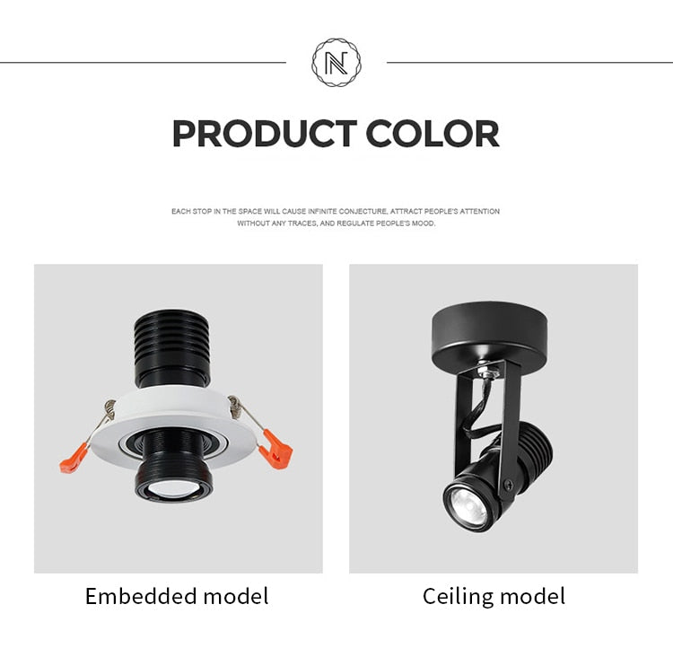 LED Downlight Projection Spotlight Led Ceiling Lamp Recessed Surface Mounted Rotatable Indoor Spot Light For Mall Bar Home Decor