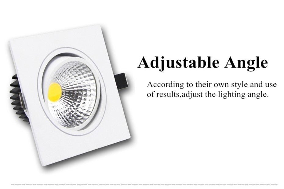 Square Recessed Ceiling Downlight LED COB Spot light 7W 9W 12W 15W LED Ceiling Lamp Dimmable Spotlights AC110 220V Indoor Lamp