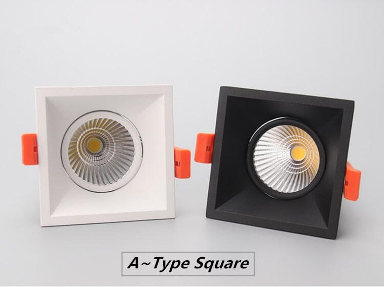 Anti Glare Recessed Dimmable COB LED Downlights 9W 12W 15W LED Ceiling Spot Lights AC85-265V LED Ceiling Lamps Indoor Lighting