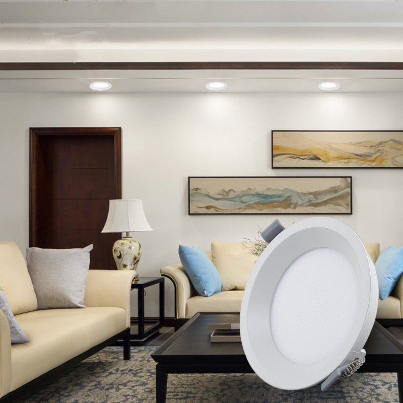 Dimmable LED Panel Light Ceiling Downlight Recessed Anti-Glare AC85-265V 5W 9W 12W 22W Warm /Cool White Indoor Lighting