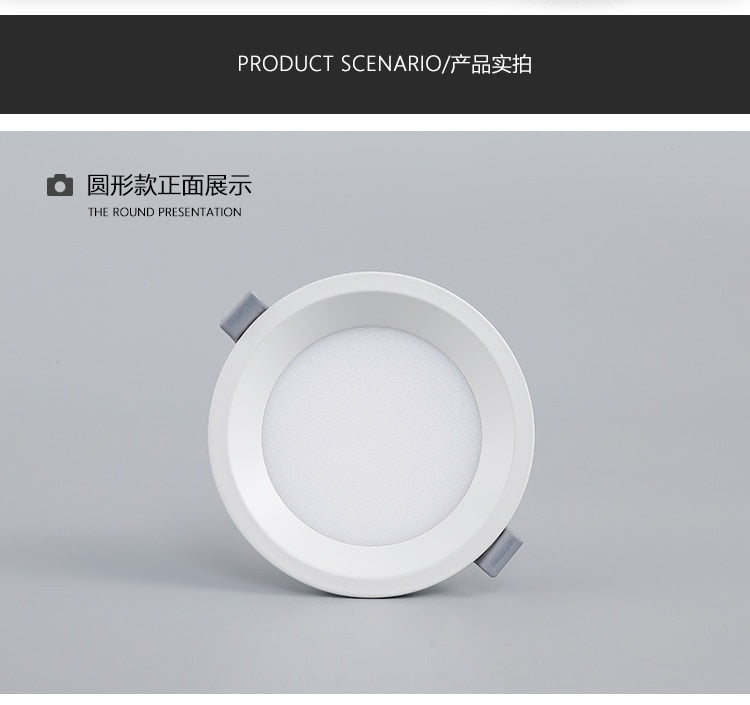 Dimmable LED Panel Light Ceiling Downlight Recessed Anti-Glare AC85-265V 5W 9W 12W 22W Warm /Cool White Indoor Lighting