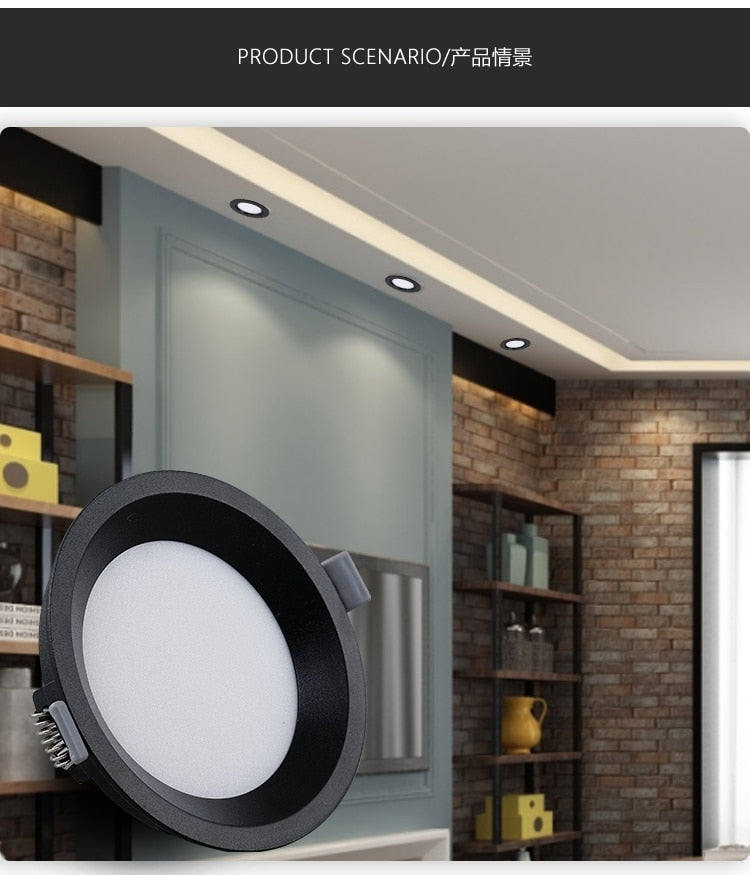 Dimmable LED Panel Light Ceiling Downlight Recessed Anti-Glare AC85-265V 5W 9W 12W 22W Warm /Cool White Indoor Lighting