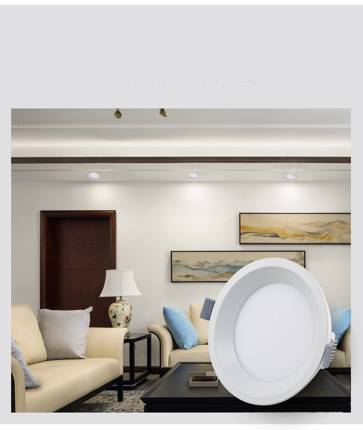 Dimmable LED Panel Light Ceiling Downlight Recessed Anti-Glare AC85-265V 5W 9W 12W 22W Warm /Cool White Indoor Lighting