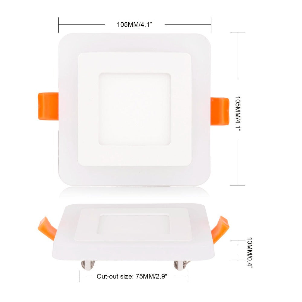 RGBW Dual Color LED Ceiling Recessed Square Panel Downlight Spot Light Lamp For Home Office Club 6W 9W 18W 100lumen/w