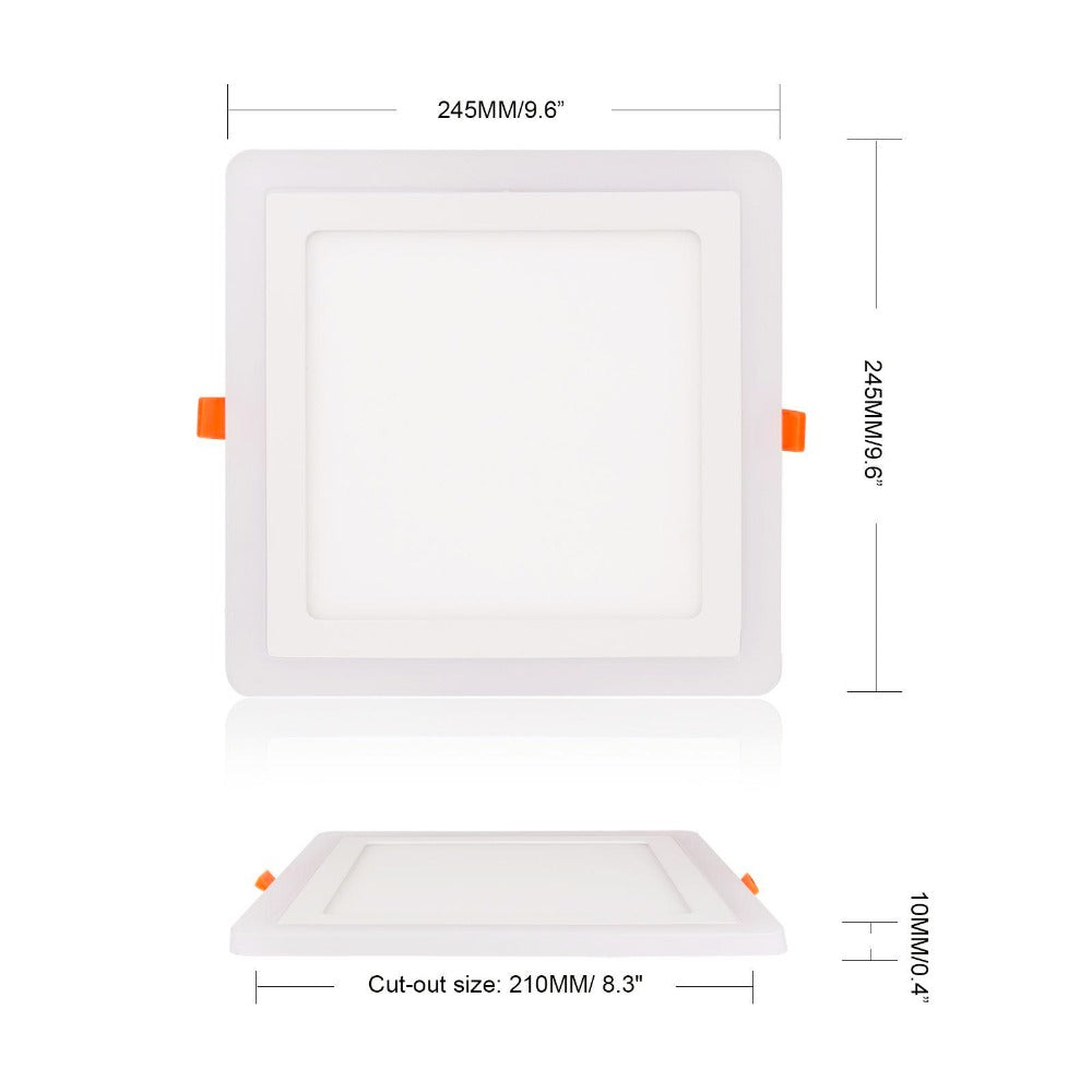 RGBW Dual Color LED Ceiling Recessed Square Panel Downlight Spot Light Lamp For Home Office Club 6W 9W 18W 100lumen/w