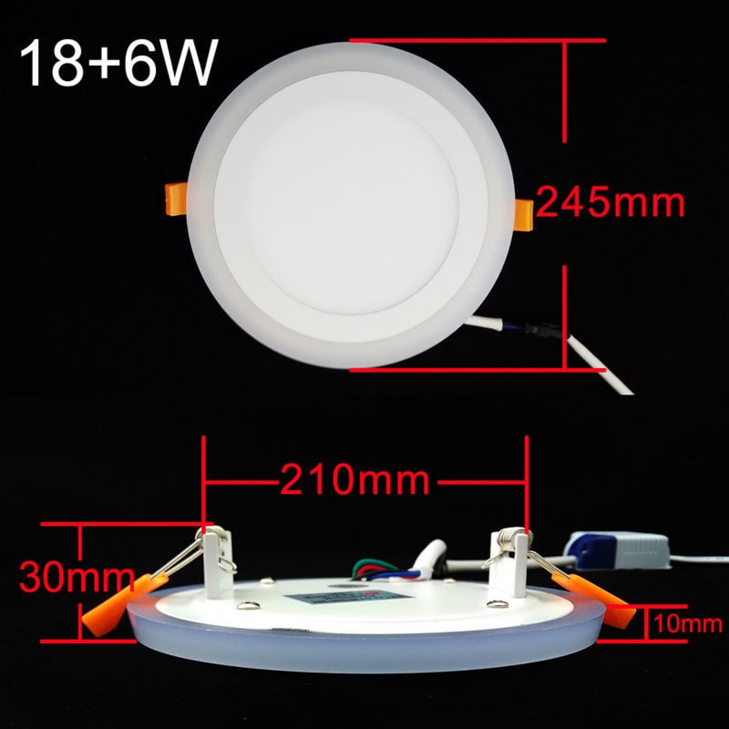 Double Color Round LED Panel Downlight 5W 9W 16W 24W, 3 Modes LED Panel Lights AC85-265V Recessed Ceiling Lamps CE ROHS