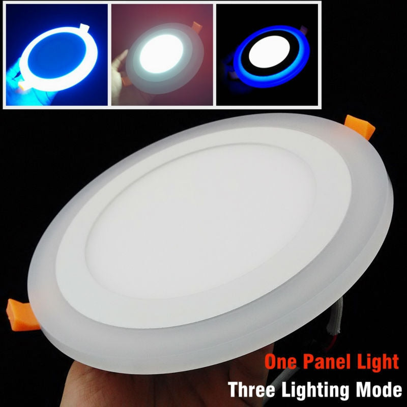 Double Color Round LED Panel Downlight 5W 9W 16W 24W, 3 Modes LED Panel Lights AC85-265V Recessed Ceiling Lamps CE ROHS