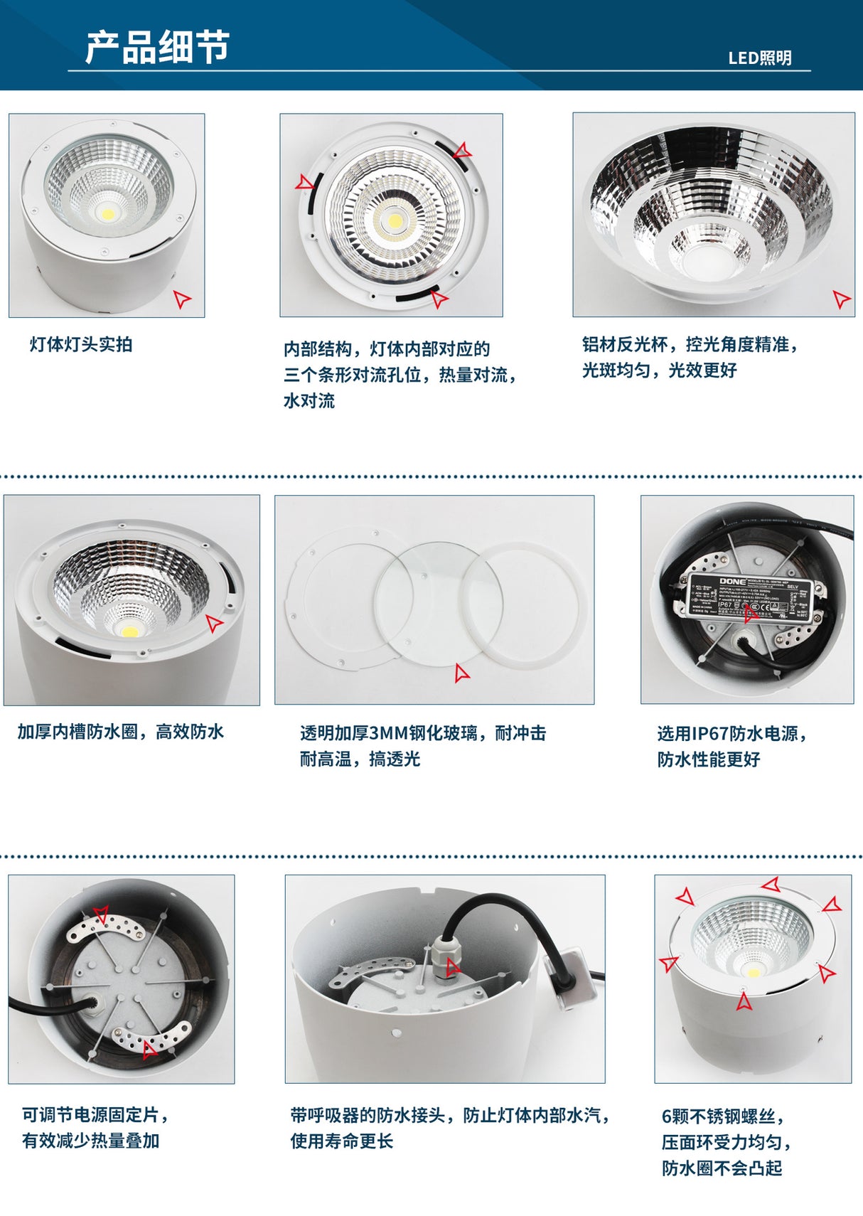 Commercial Lighting Waterproof IP65 Led Spotlight Lamp Surface Mounted Led Ceiling Cob Downlight for Outdoor Shop Balcony Hotel