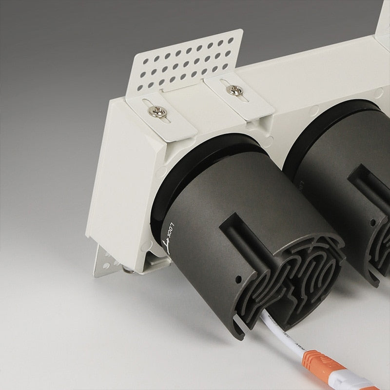 Aisilan LED Embedded Borderless Spotlight Three-head Four-head No Main Light Grille Ceiling Downlight for Living Room Bedroom