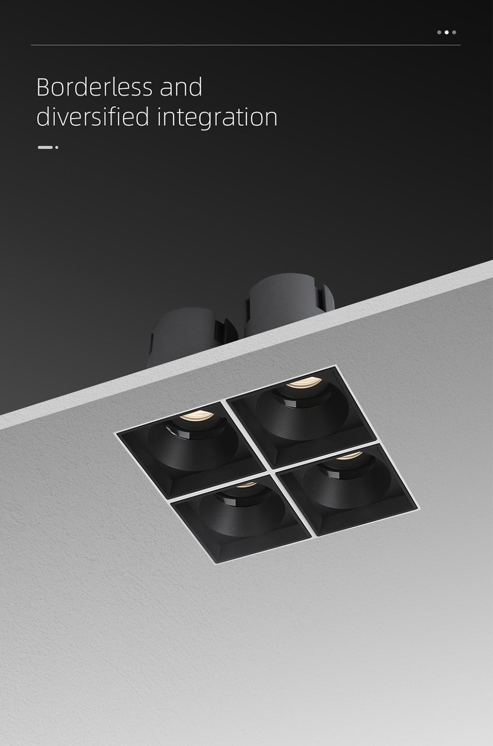 Aisilan LED Embedded Borderless Spotlight Three-head Four-head No Main Light Grille Ceiling Downlight for Living Room Bedroom