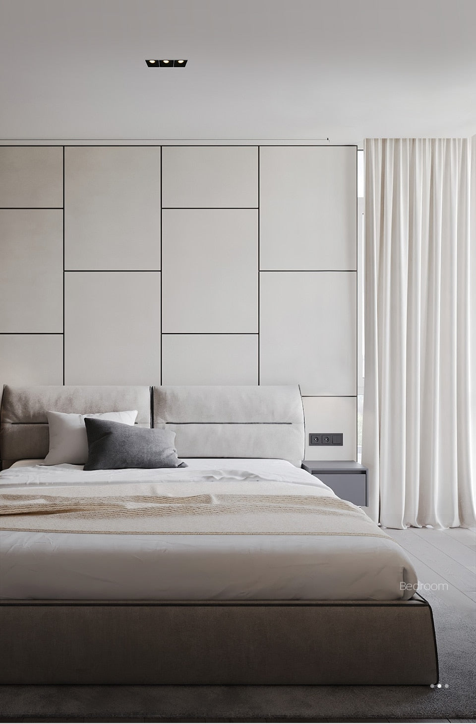 Aisilan LED Embedded Borderless Spotlight Three-head Four-head No Main Light Grille Ceiling Downlight for Living Room Bedroom