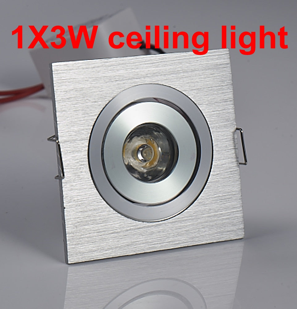 High quality Dimmable 3W 1*3w square Brush silver mini led downlight