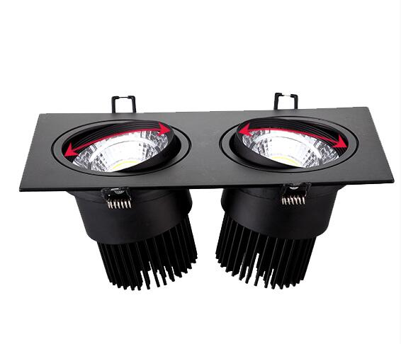 Energy saving Recessed Double LED Dimmable black Downlight COB 10W 20W LED Spot light decoration Ceiling Lamp AC 110V 220V