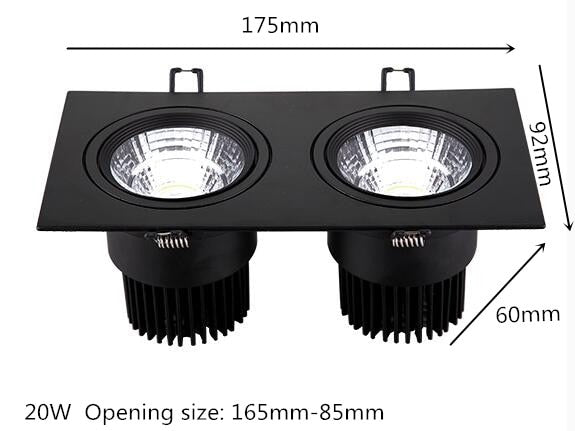Energy saving Recessed Double LED Dimmable black Downlight COB 10W 20W LED Spot light decoration Ceiling Lamp AC 110V 220V