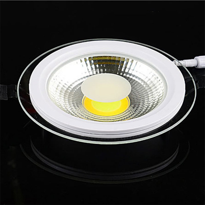 LED Downlight COB Dimmable 5W 10W 15W LED COB Panel Light AC85-265V Recessed COB Downlight Glass Cover Down Light