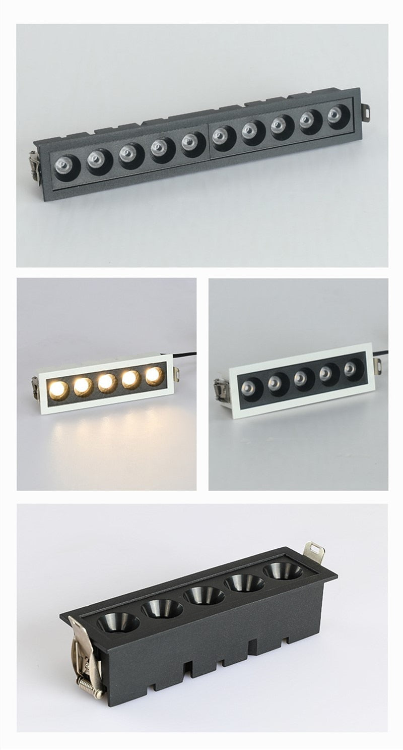 Dimmable Recessed Strip LED Ceiling Lights 10W 20W 30W COB LED Down lights AC85~265V LED Strip lamp Indoor Lighting