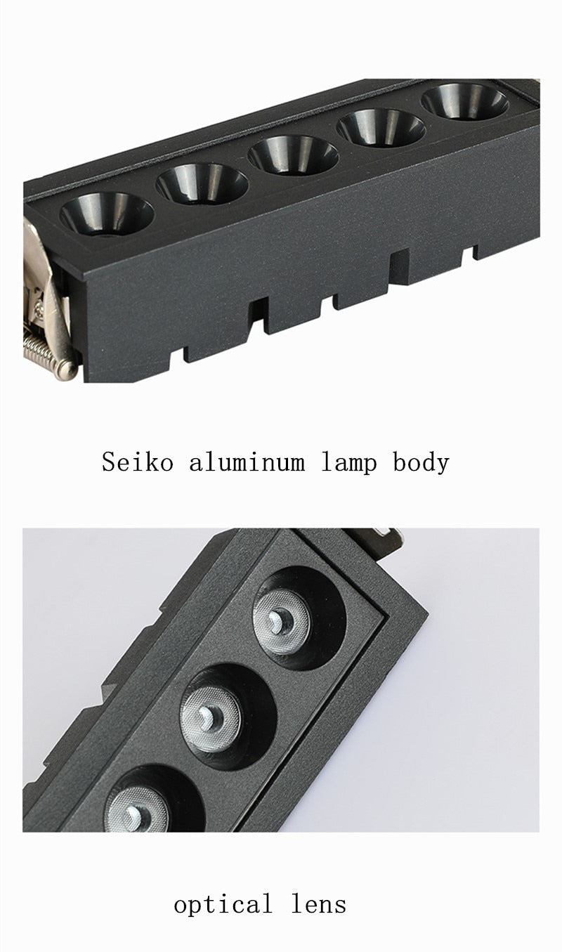 Dimmable Recessed Strip LED Ceiling Lights 10W 20W 30W COB LED Down lights AC85~265V LED Strip lamp Indoor Lighting