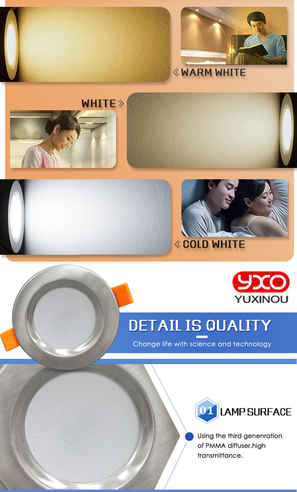 IP65 Waterproof LED Downlight 5W 7W 9W 12W Fire prevention Stainless Steel Cover LED Spot light for Bathroom LED Ceiling Lamp