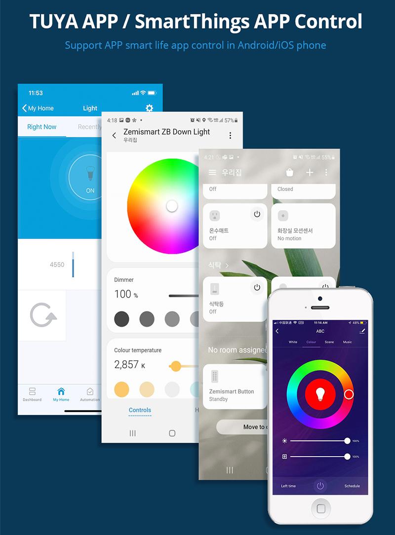 Tuya Zigbee Smart LED Downlight 2pcs WC toilet Ceiling Spot Light Lamp RGB+CW Dimming Light 6W/9W Smart bulb Work With Alexa Amazon