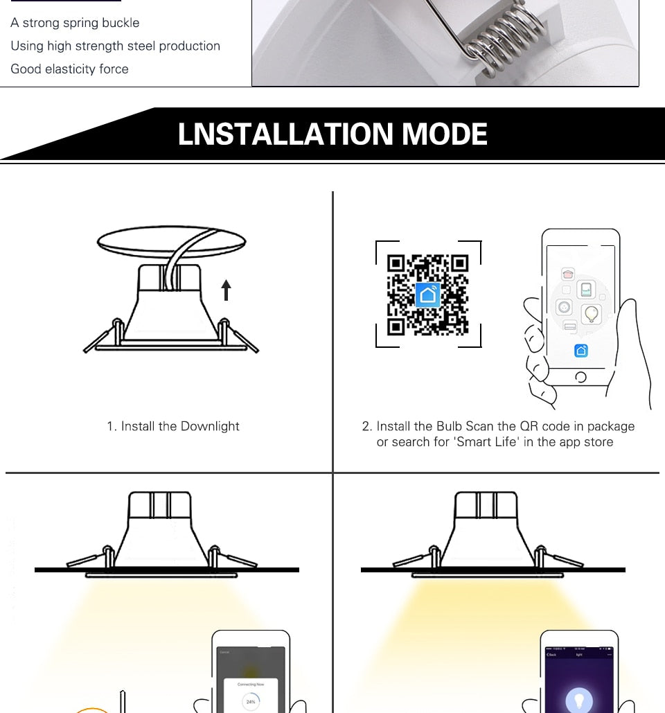 ACETIDE LED Down light WiFi Smart life Ceiling Downlight APP RGB Warm Cool Changing Color with 5W 7W 9W Google Home