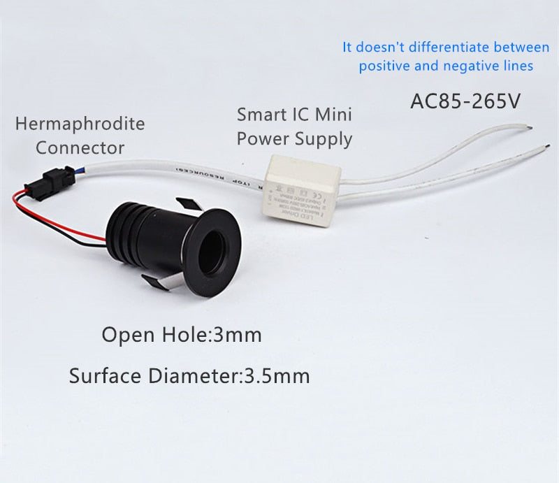 Mini Recessed LED Deep Anti-glare Downlight 3W Under Wine Cabinet Closet Cafe Bar Living Room Ceiling Spot Lighting With Driver