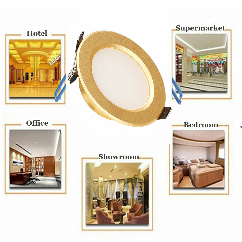 Golden LED Recessed 3W 5W 7W 9W 12W Ceiling Light Fixture Downlight Lamp + Driver Spotlight Lighting For Home Office Decoration