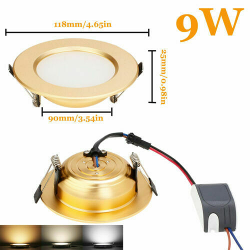 Golden LED Recessed 3W 5W 7W 9W 12W Ceiling Light Fixture Downlight Lamp + Driver Spotlight Lighting For Home Office Decoration