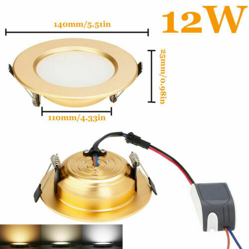 Golden LED Recessed 3W 5W 7W 9W 12W Ceiling Light Fixture Downlight Lamp + Driver Spotlight Lighting For Home Office Decoration