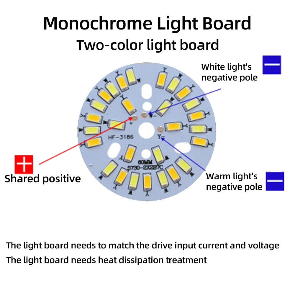 LED Chips 240mA 260mA Constant Current Input Light Bead For DIY Downlight 5pcs/Lot 3W 5W 7W 9W 12W 15W 18W SMD5730 Two-Color
